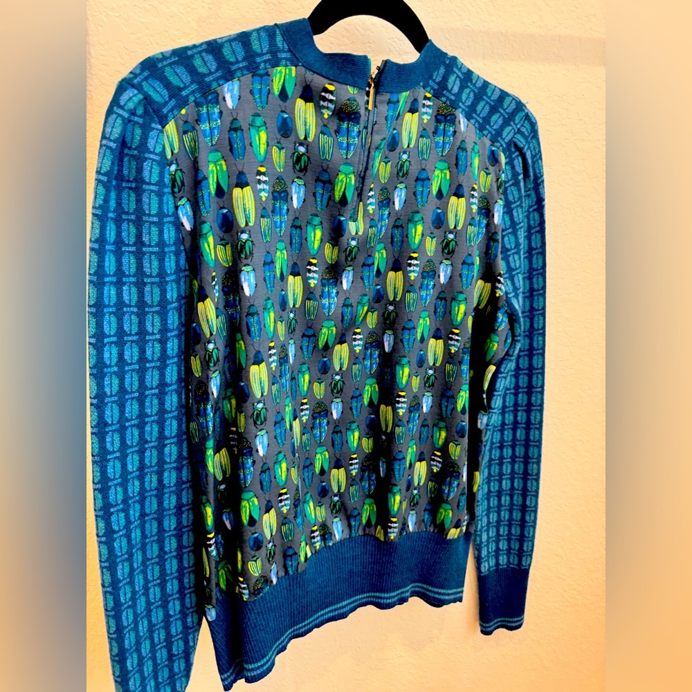 Tory Burch Sweater - beetle design, wool with silk back